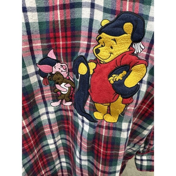 Vintage Disney Catalog Winnie The Pooh Piglet Plaid Pajama Shirt Oversized OS - Picture 2 of 6